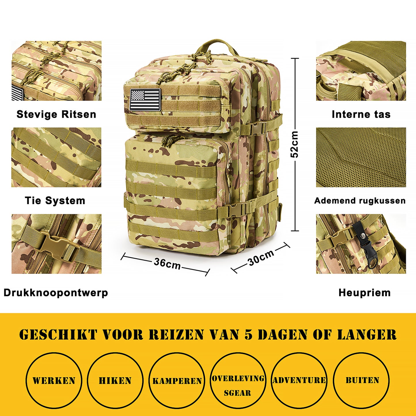 Survival First Aid Kit,99PCS Professional Survival Gear Large Hiking Backpack with Emergency Equipment Outdoor Adventure Accessories,Gift for Men Father - Camouflage