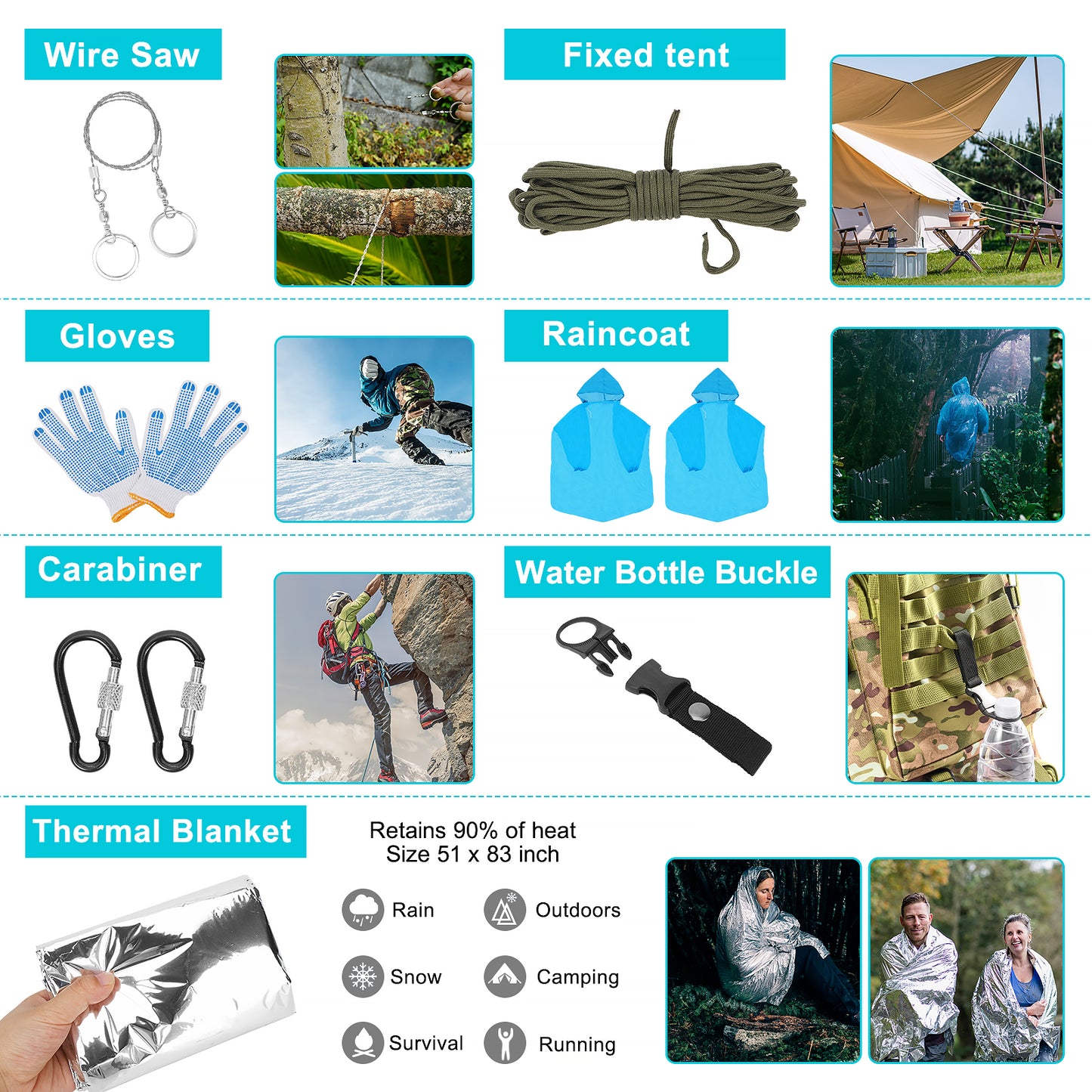Survival Gear Professional Kit and Large Camping Backpack,First Aid Kit for Adventure Outdoor Hiking Accessories-Cp Camouflage