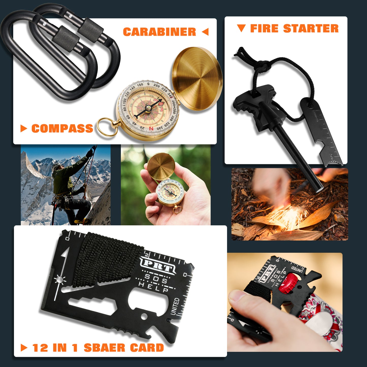 Professional Survival Gear Set - First Aid Kit and Large Camping Backpack, Camping Equipment for Adventure Outdoor Hiking Adventurers