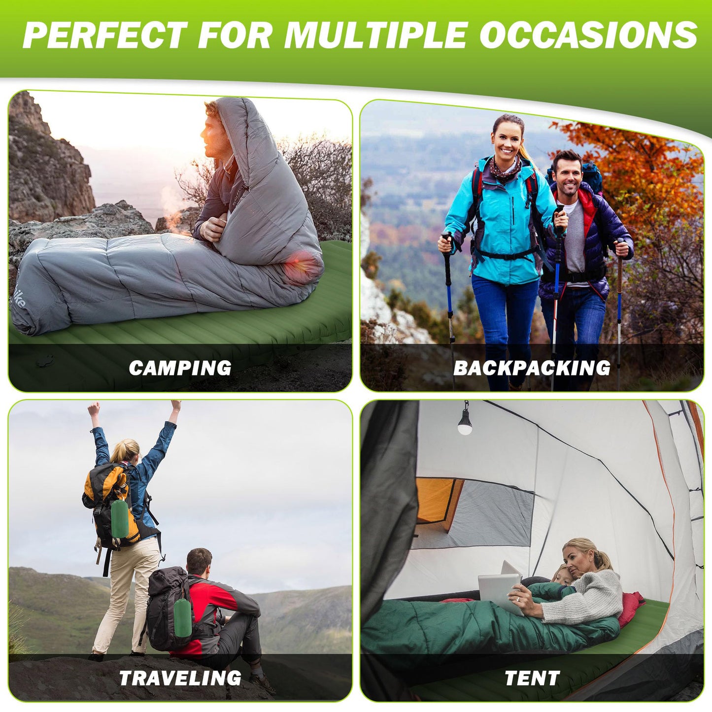 Self-Inflating Camping Sleeping Pad – Built-in Foot Pump, Lightweight & Waterproof for Hiking, Backpacking, and Outdoor Adventures
