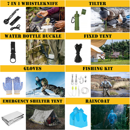Survival First Aid Kit,99PCS Professional Survival Gear Large Hiking Backpack with Emergency Equipment Outdoor Adventure Accessories,Gift for Men Father - Camouflage