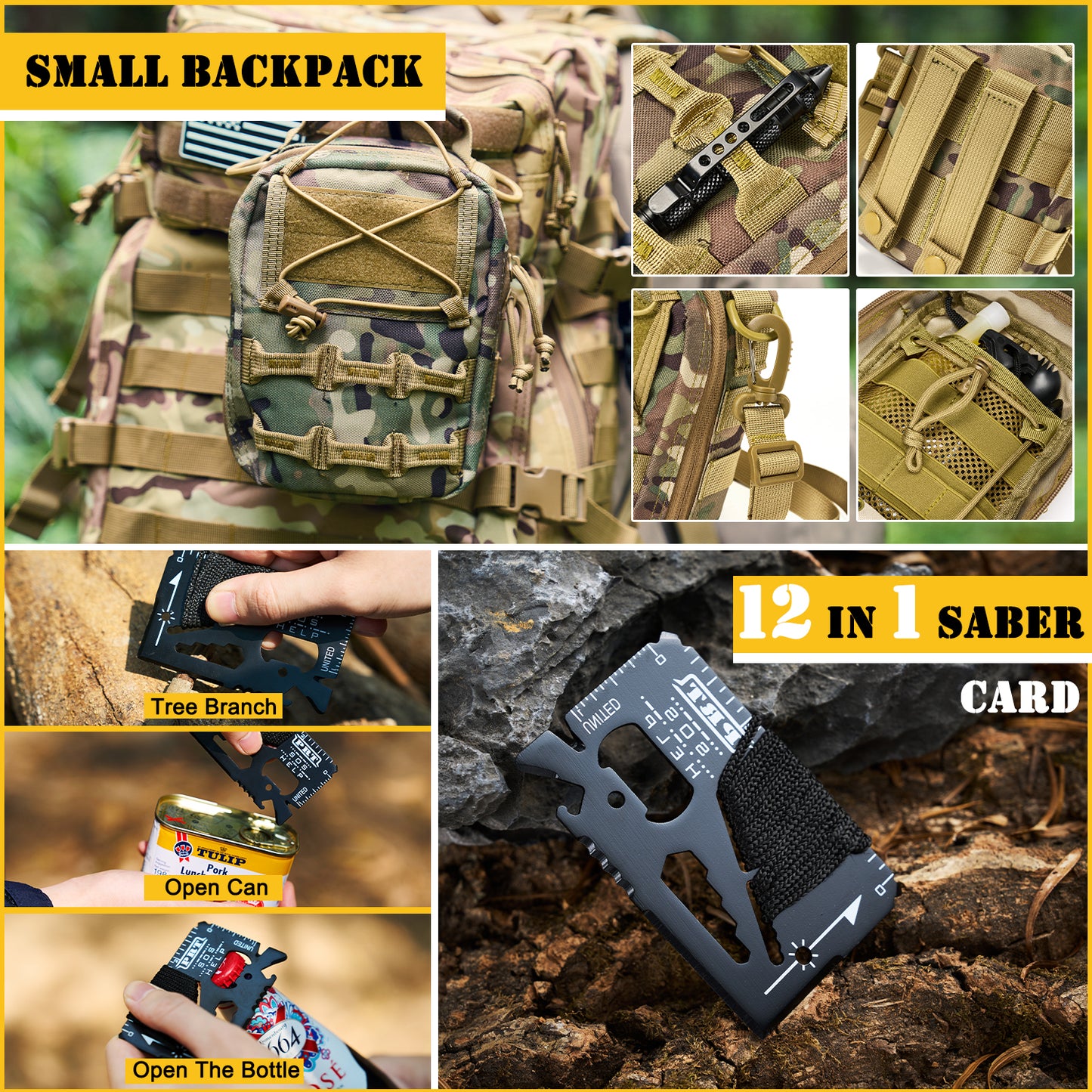 Survival First Aid Kit,99PCS Professional Survival Gear Large Hiking Backpack with Emergency Equipment Outdoor Adventure Accessories,Gift for Men Father - Camouflage