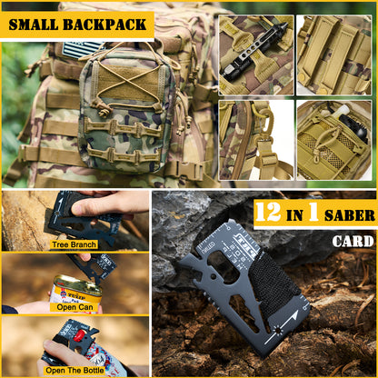Survival First Aid Kit,99PCS Professional Survival Gear Large Hiking Backpack with Emergency Equipment Outdoor Adventure Accessories,Gift for Men Father - Camouflage