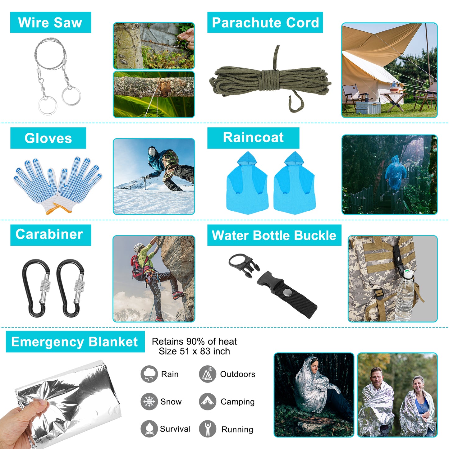 Survival Gear Professional Kit and Large Camping Backpack,First Aid Kit for Adventure Outdoor Hiking Accessories-Urban Camouflage