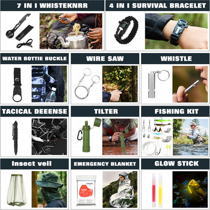 Professional Survival Gear Set - First Aid Kit and Large Camping Backpack, Camping Equipment for Adventure Outdoor Hiking Adventurers