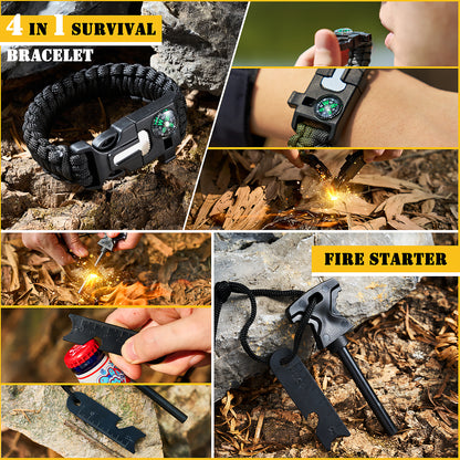 Survival First Aid Kit,99PCS Professional Survival Gear Large Hiking Backpack with Emergency Equipment Outdoor Adventure Accessories,Gift for Men Father - Camouflage