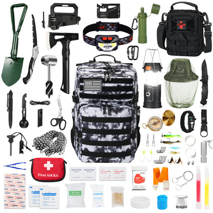 Professional Survival Gear Set - First Aid Kit and Large Camping Backpack, Camping Equipment for Adventure Outdoor Hiking Adventurers