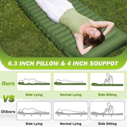 Self-Inflating Camping Sleeping Pad – Built-in Foot Pump, Lightweight & Waterproof for Hiking, Backpacking, and Outdoor Adventures