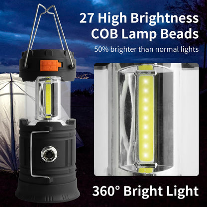 Hand-cranked solar camping light, large capacity portable LED flashlight electronic light