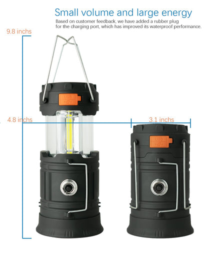 Hand-cranked solar camping light, large capacity portable LED flashlight electronic light